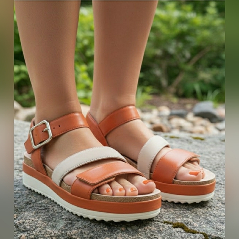 Casual Sporty 8.5 Ortho Adjustable Leather Lugsole Comfortable Sandal New